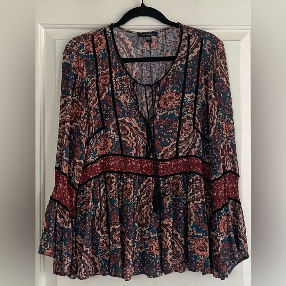 American Eagle Outfitters Multicolor Paisley Top